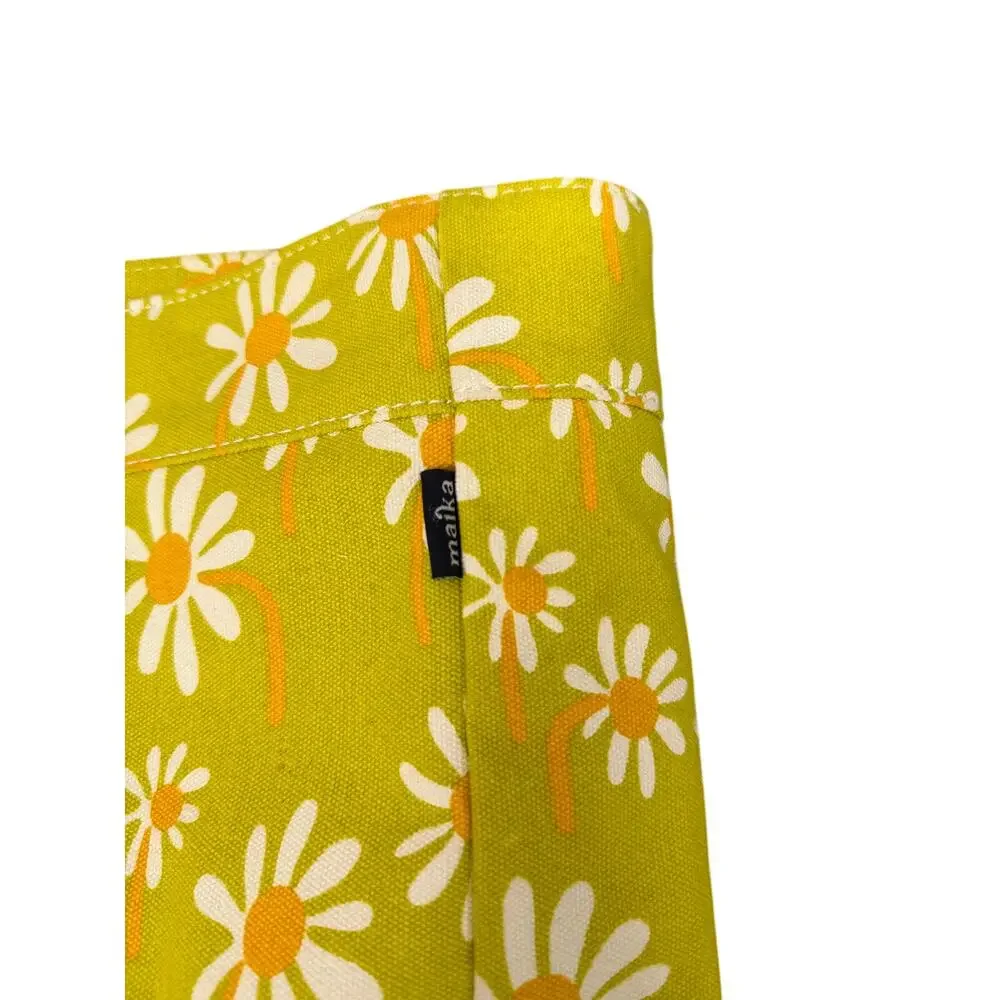 Miaka Large Canvas Tote - Green, white flowers